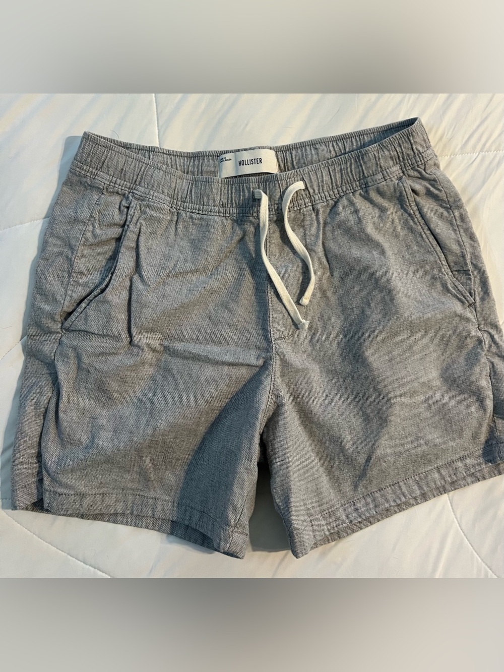 Hollister Men's Gray Drawstring Shorts linen blend M